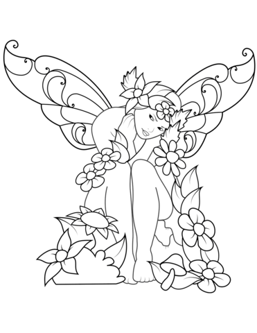 Sad Fairy Coloring Page